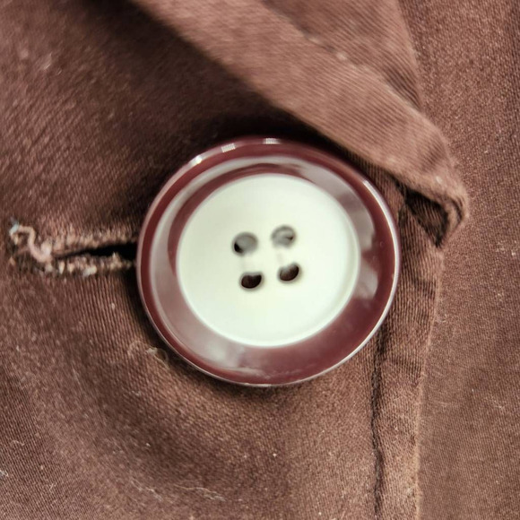 Studio 1 Womens Button Up Shirt Brown Short Sleeve Collar Belted Trim Retro 8 - Picture 3 of 5
